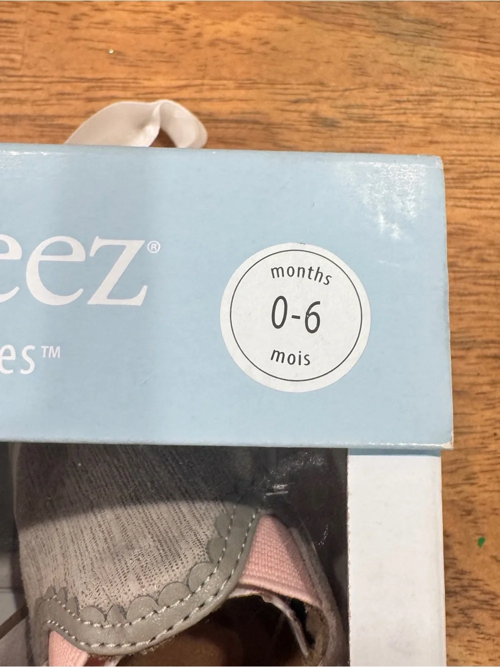 New Robeez Grey Pink Liam Soft Sole Baby Shoes 0-6 Months Leather Crib